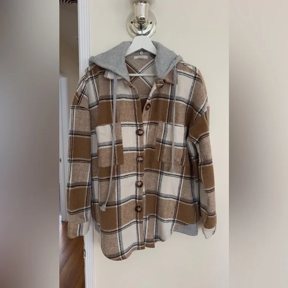 plaid hooded shirt - Picture 1 of 6